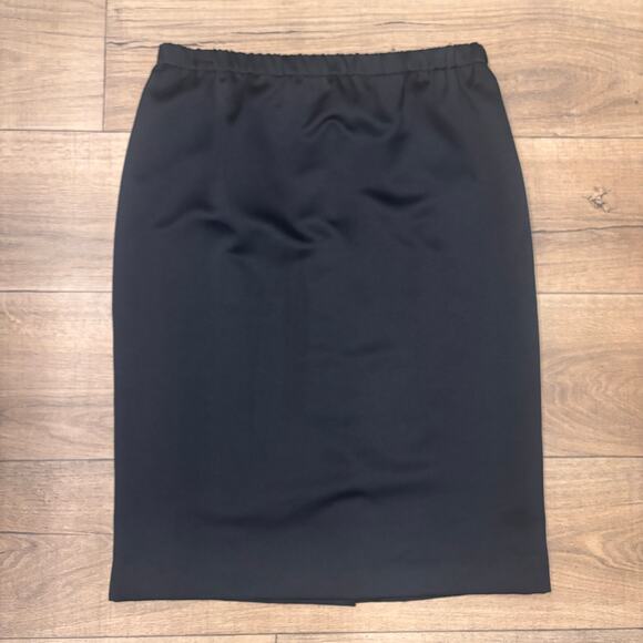 Vintage Black Midi Pencil Skirt Womens Size 14 Elastic Waist Minimalist Classic - Picture 6 of 6